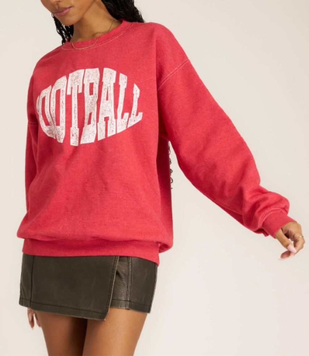 Project Social T $78 Oversized Football Sweatshirt Red Women’s S/M NEW